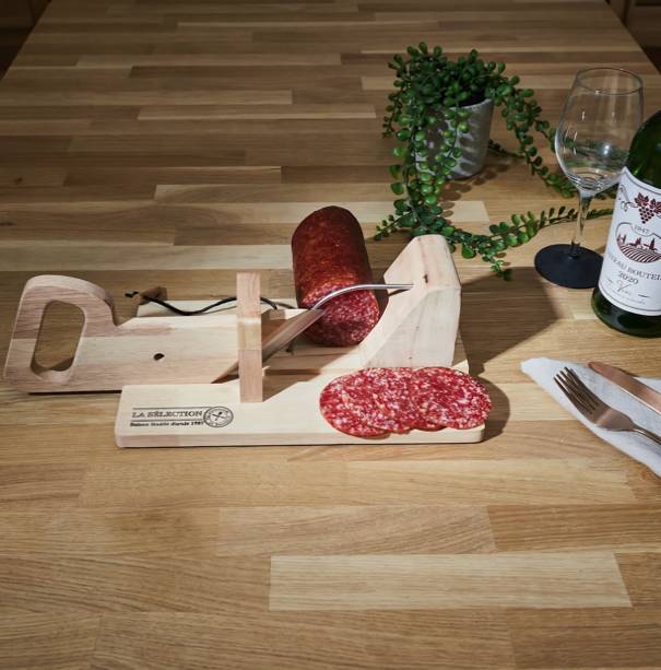 Trancheuse à saucisson en bois – Coupe-saucisson avec lame inox