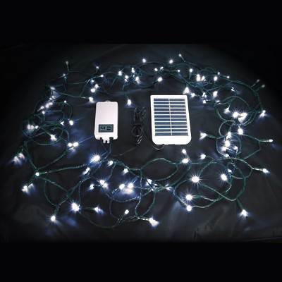 Guirlande solaire 100 LEDS + 11 ampoules blanc chaud