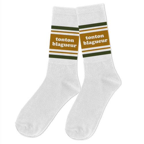 Chaussettes blanches Tonton Blagueur – Cadeau humoristique