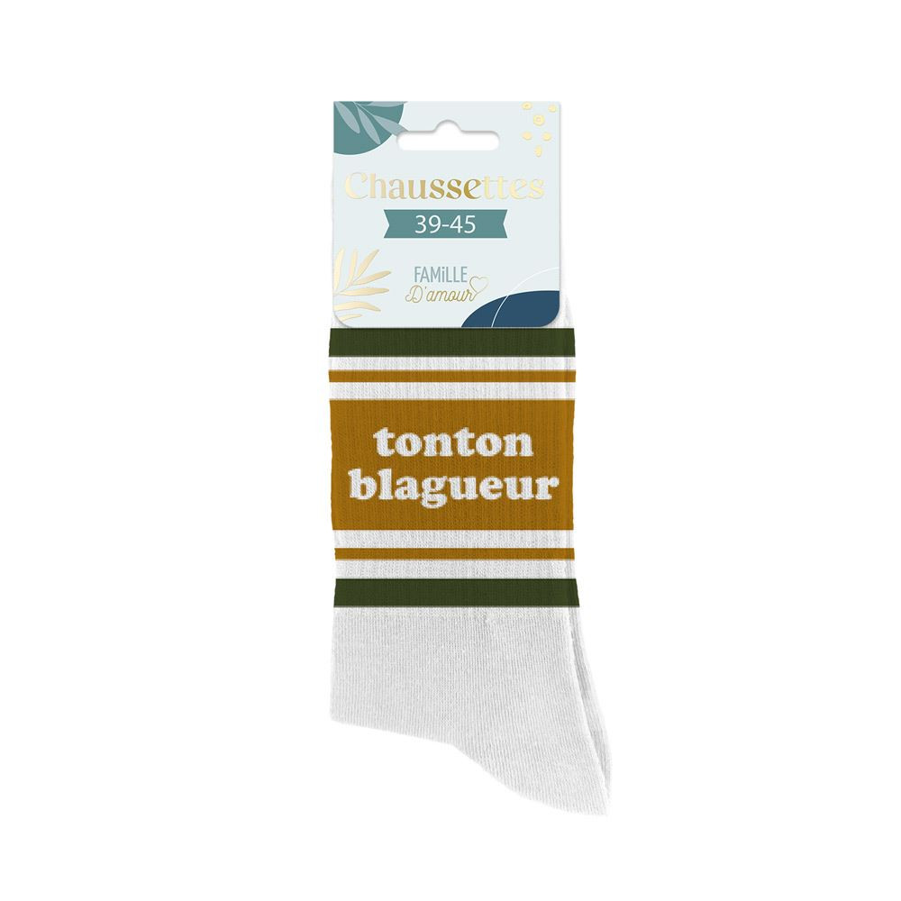 Chaussettes blanches Tonton Blagueur – Cadeau humoristique