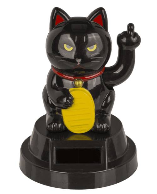 Chat japonais solaire Angry Cat – Figurine qui fait coucou 8 cm - Noir ou Blanc