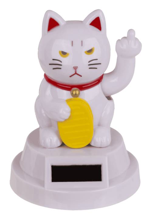 Chat japonais solaire Angry Cat – Figurine qui fait coucou 8 cm - Noir ou Blanc
