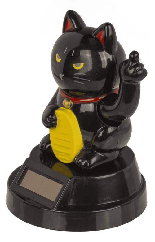 Chat japonais solaire Angry Cat – Figurine qui fait coucou 8 cm - Noir ou Blanc