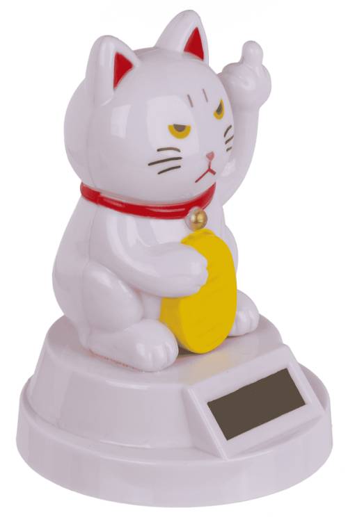 Chat japonais solaire Angry Cat – Figurine qui fait coucou 8 cm - Noir ou Blanc