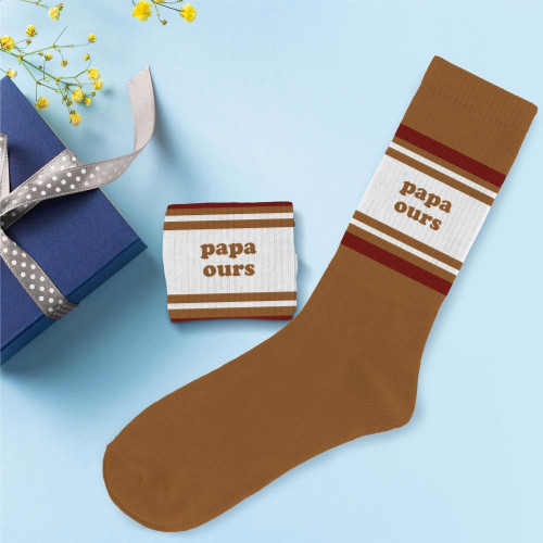Chaussettes marron Papa Ours – Cadeau original pour papa