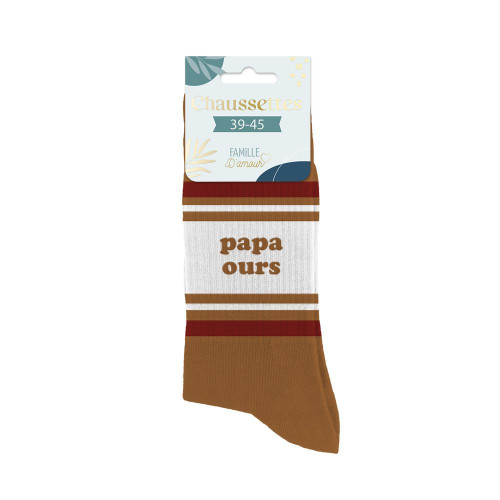 Chaussettes marron Papa Ours – Cadeau original pour papa