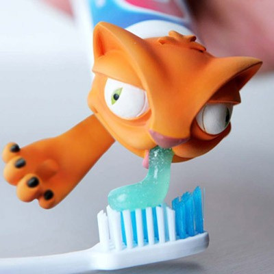 Oscar, minou distributeur de dentifrice