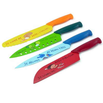 Ensemble design 4 couteaux décorés
