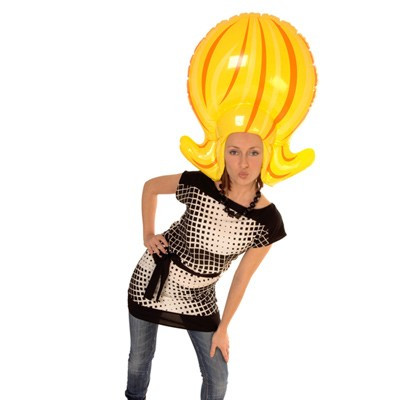 Perruque gonflable "choucroute" blonde