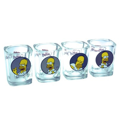 Set 4 verres shots Homer Simpson