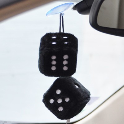 Paire de dés peluche brodés à ventouse