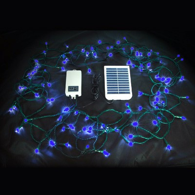 Guirlande autonome solaire 100 leds 10 mètres bleu glacial