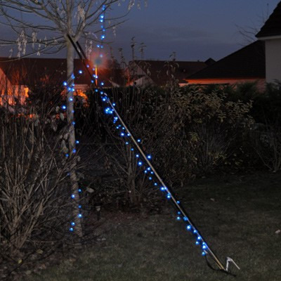 Guirlande autonome solaire 100 leds 10 mètres bleu glacial