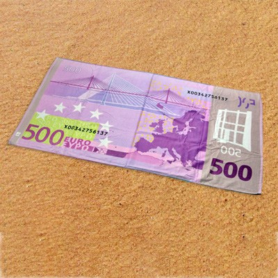 Drap de bain billet de 500 euros recto verso