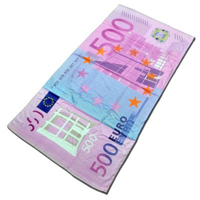 Drap de bain billet de 500 euros recto verso