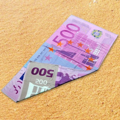 Drap de bain billet de 500 euros recto verso