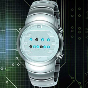 Photo Montre binaire Samui Moon Acier fond clair