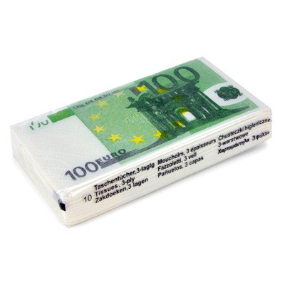 Mouchoir en papier billet de cent euros