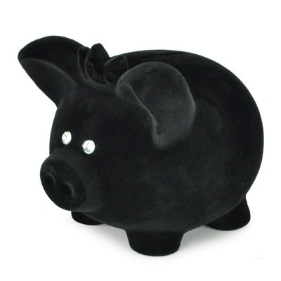 Tirelire cochon velours et strass noir