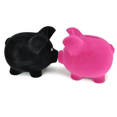 Tirelire cochon velours et strass noir