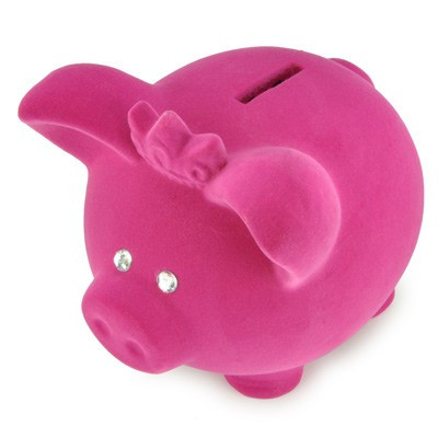 Tirelire cochon velours et strass rose