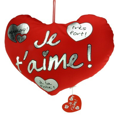 Coussin coeur Je t'aime lycra