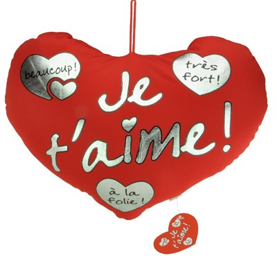Coussin coeur Je t'aime lycra