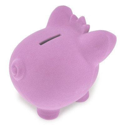 Tirelire cochon velours et strass parme