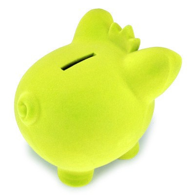 Tirelire cochon velours et strass vert anis