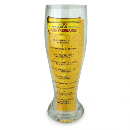 Verre à bière géant dix commandements anniversaire