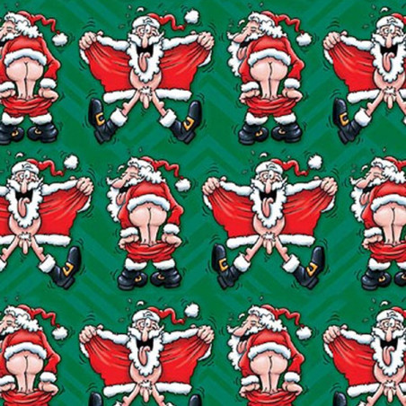 Papier cadeau Père Noël exhibitionniste