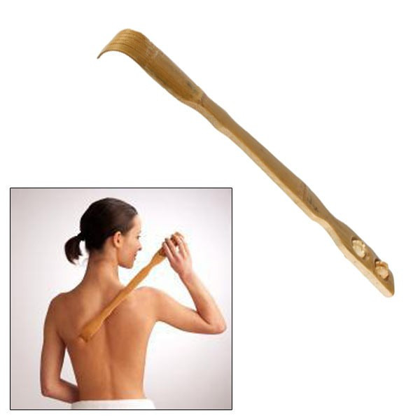 Gratte-dos en bambou avec roulettes de massage