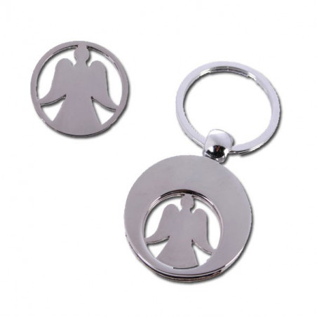 Porte-clé ange gardien jeton de caddie