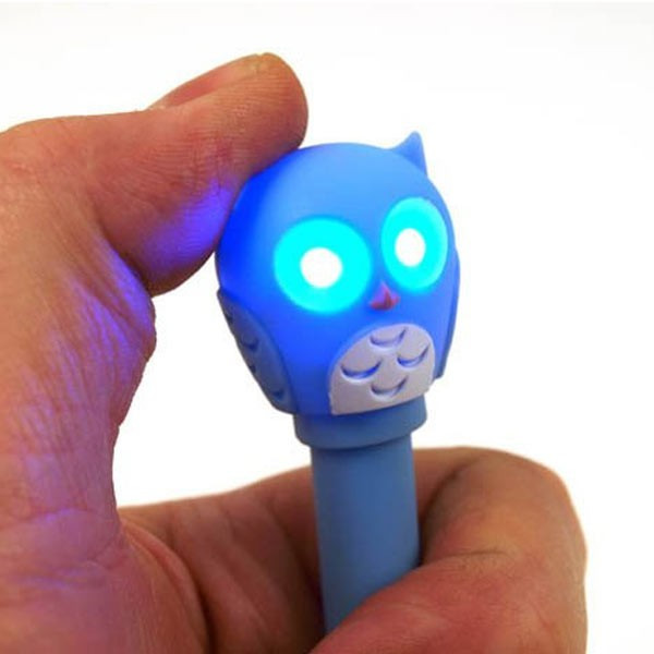 Stylo bille chouette lumière et son