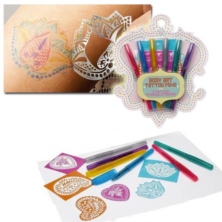 Kit stylos tatouages pailletés