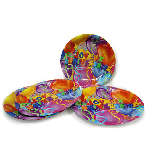 Assiettes Joyeux Anniversaire par 6