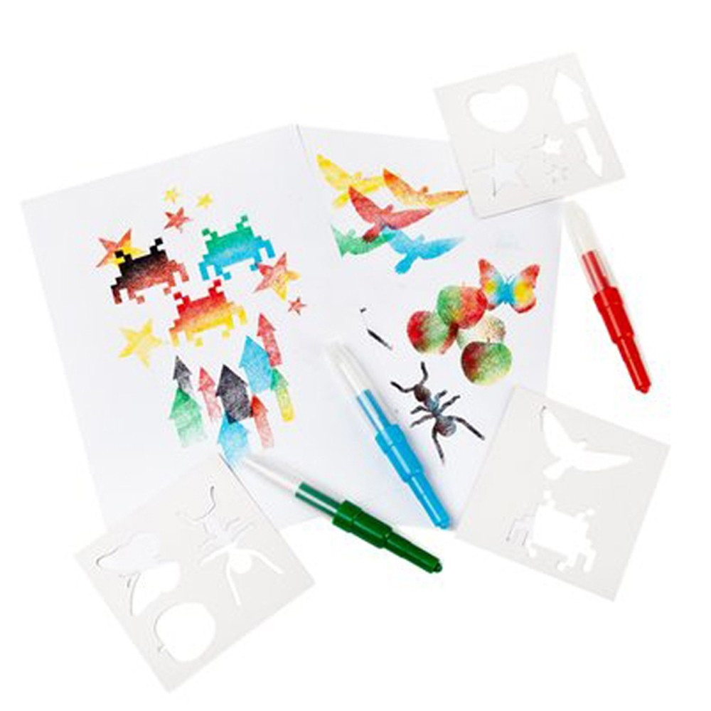 Stylo aérographe électrique kit de feutres Magiques pour Enfants avec 12  feutres 19 pochoirs pour la Peinture et Le Dessina 712 - Cdiscount  Beaux-Arts et Loisirs créatifs