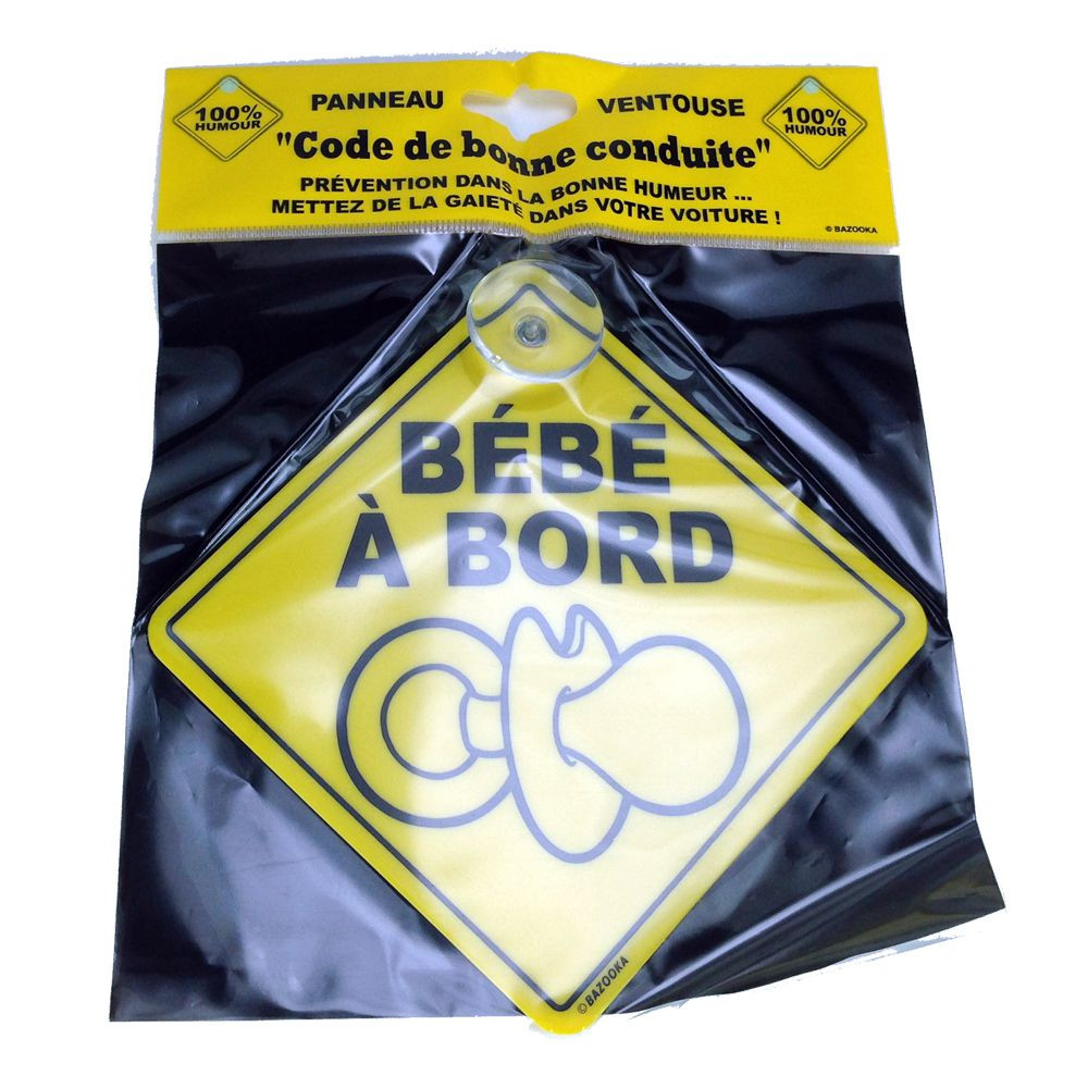 Panneau Voiture "Children On Board" Avec Ventouse - Haute Visibilité, 14x14 Cm, Facile à Coller