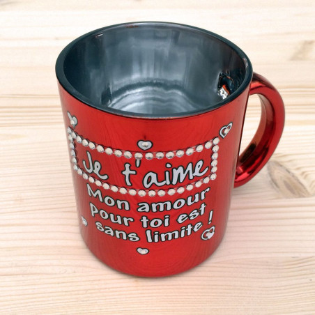 Mug strass métallisé Je t'aime
