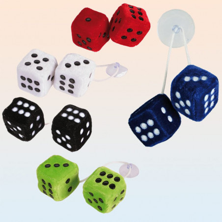 Mini paire de dés peluche à ventouse