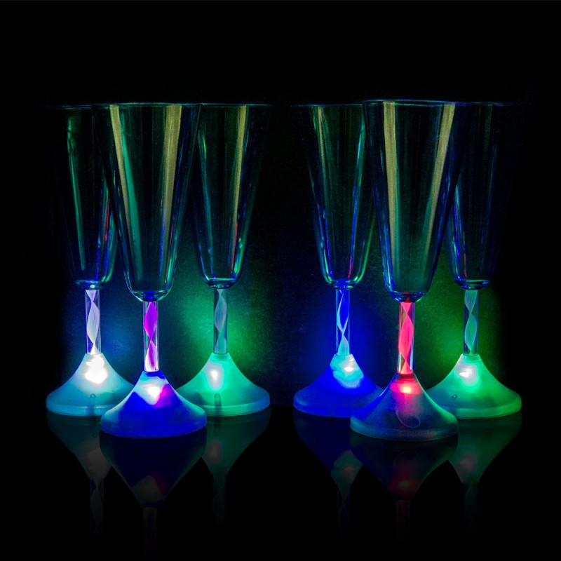 Coffret 6 flûtes Disco lumineuses