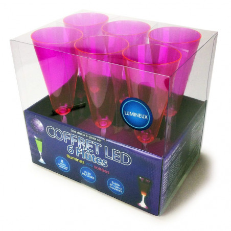 Coffret 6 flûtes Disco lumineuses