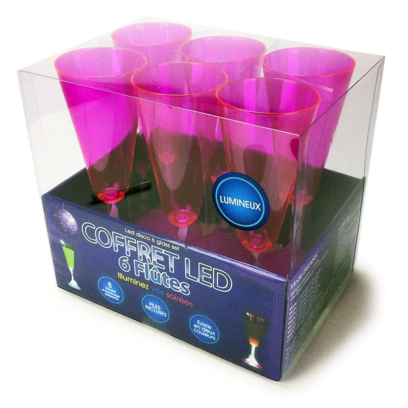 Coffret 6 flûtes Disco lumineuses