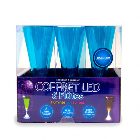 Coffret 6 flûtes Disco lumineuses