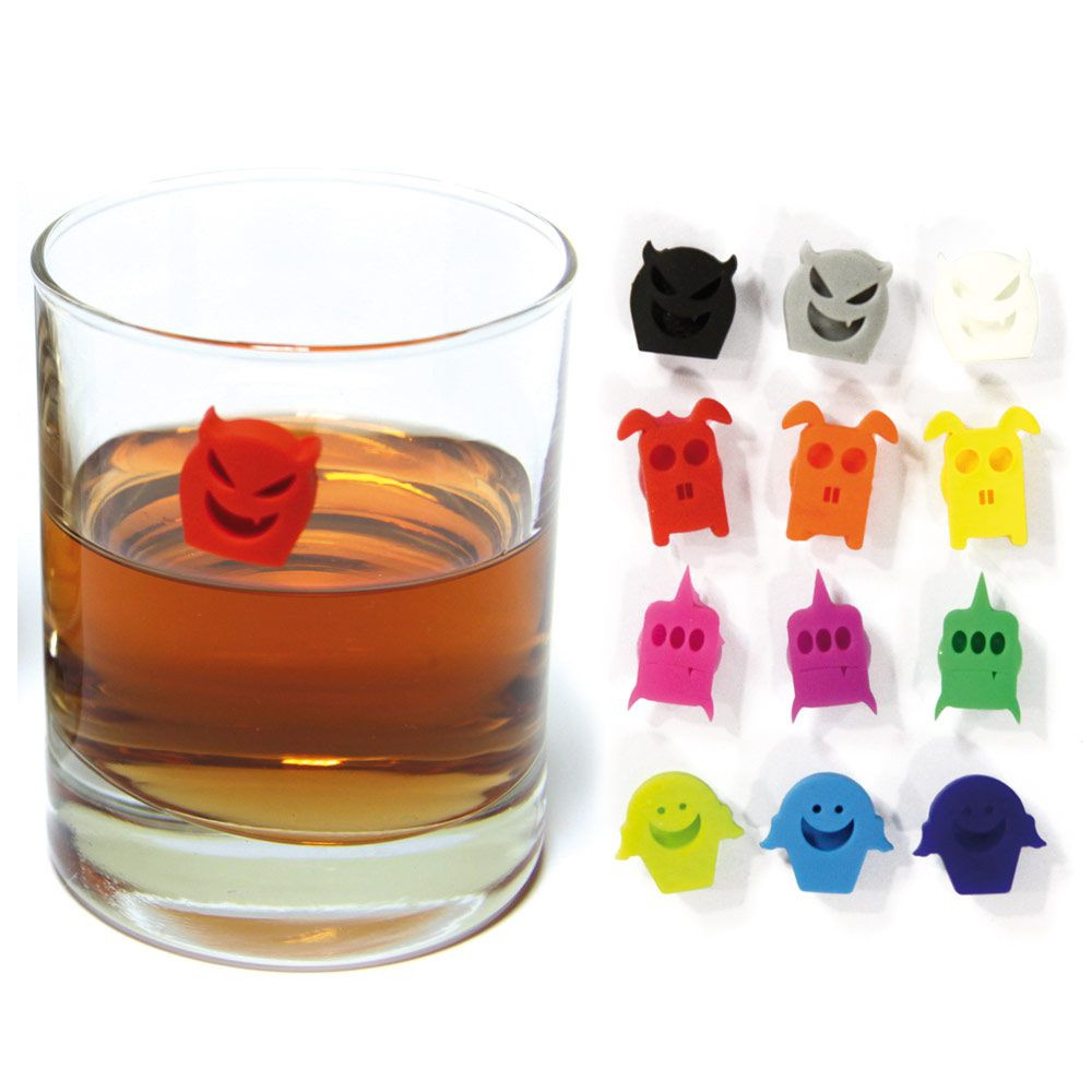 Kit de marque-verres en silicone - Nœud papillons et moustaches