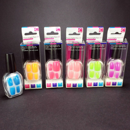Faux-ongles fluo adhésifs