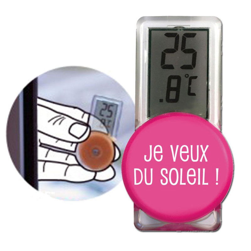 Thermomètre Extérieur Digital - Ventouse - Pile Incluse - Couleur Aléatoire