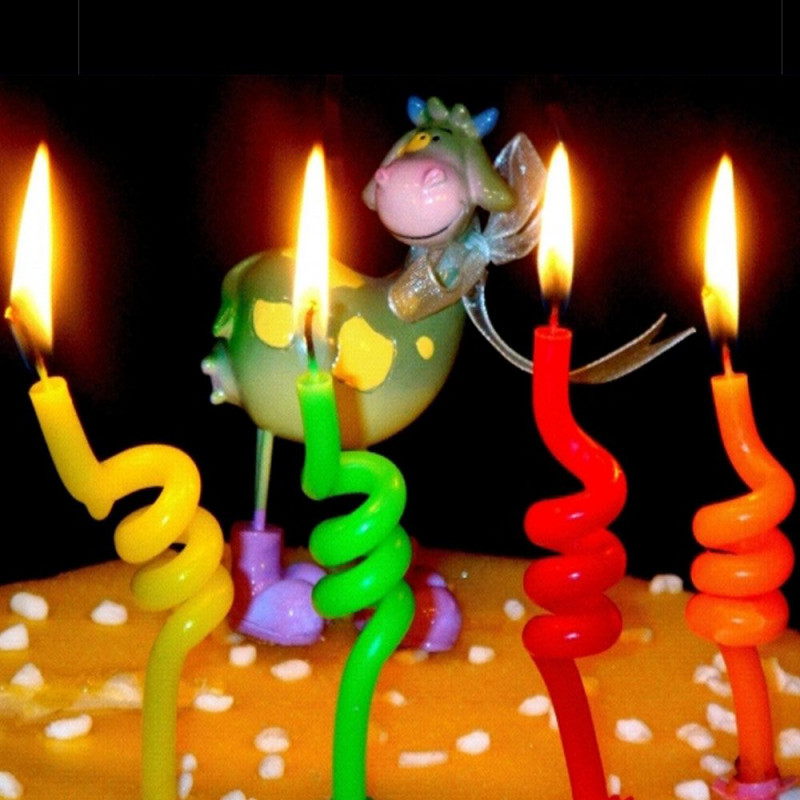 8 bougies d'anniversaire pastel spirales, bougies pour gâteau d
