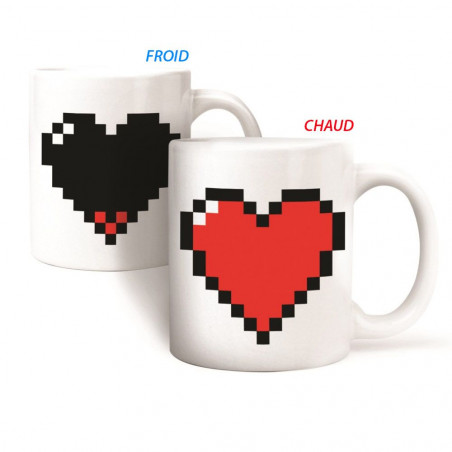 Mug coeur pixel chaud froid