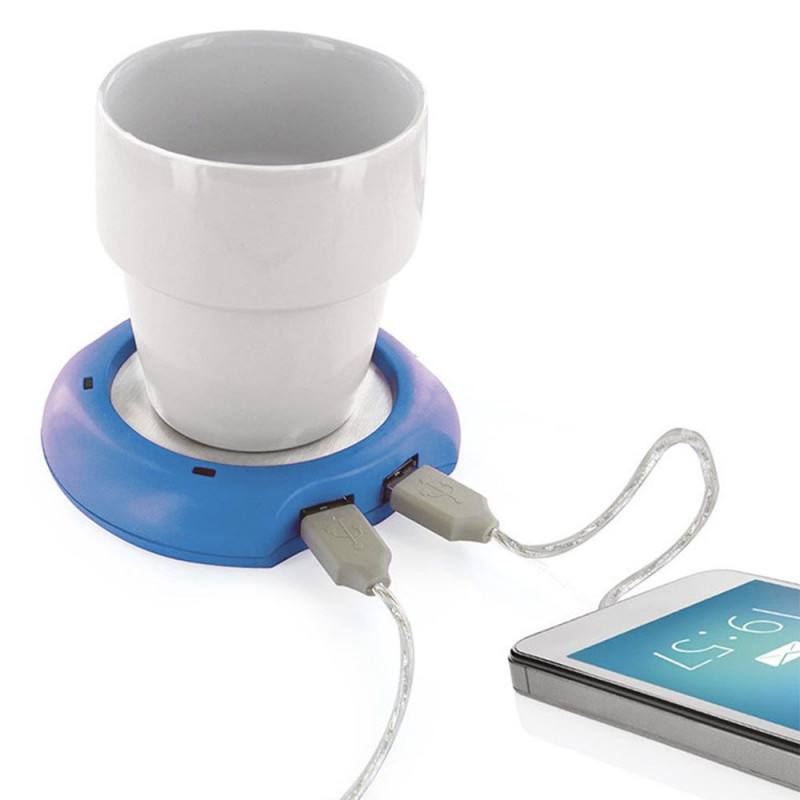 Chauffe-tasse intelligent 2 en 1 avec port USB, commande tactile